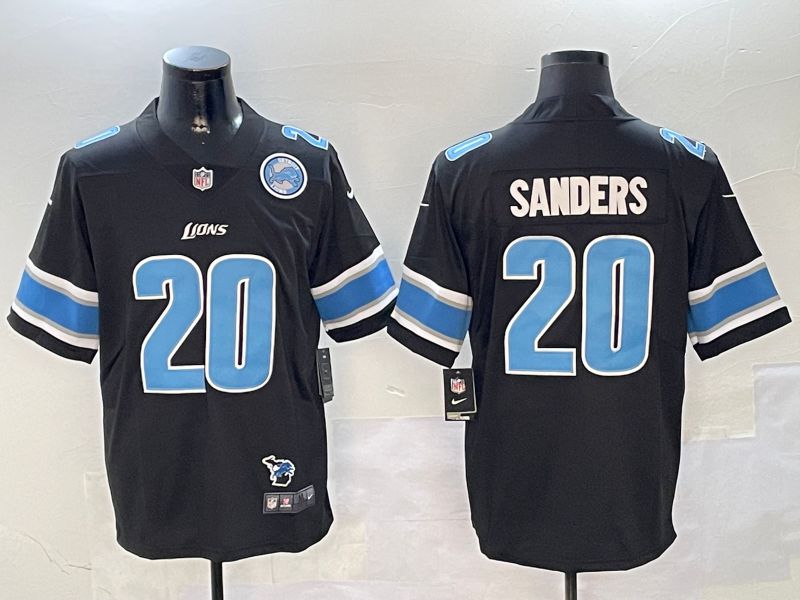 Men Detroit Lions #20 Sanders Black Second generation 2024 Nike Limited NFL Jersey style 3